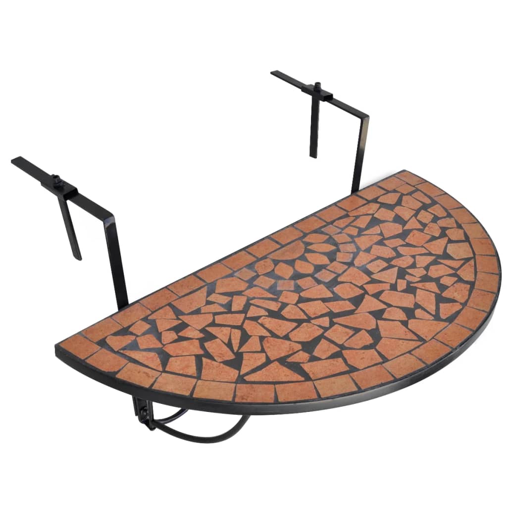 vidaXL Závěsný stolek na balkon terakota mozaika