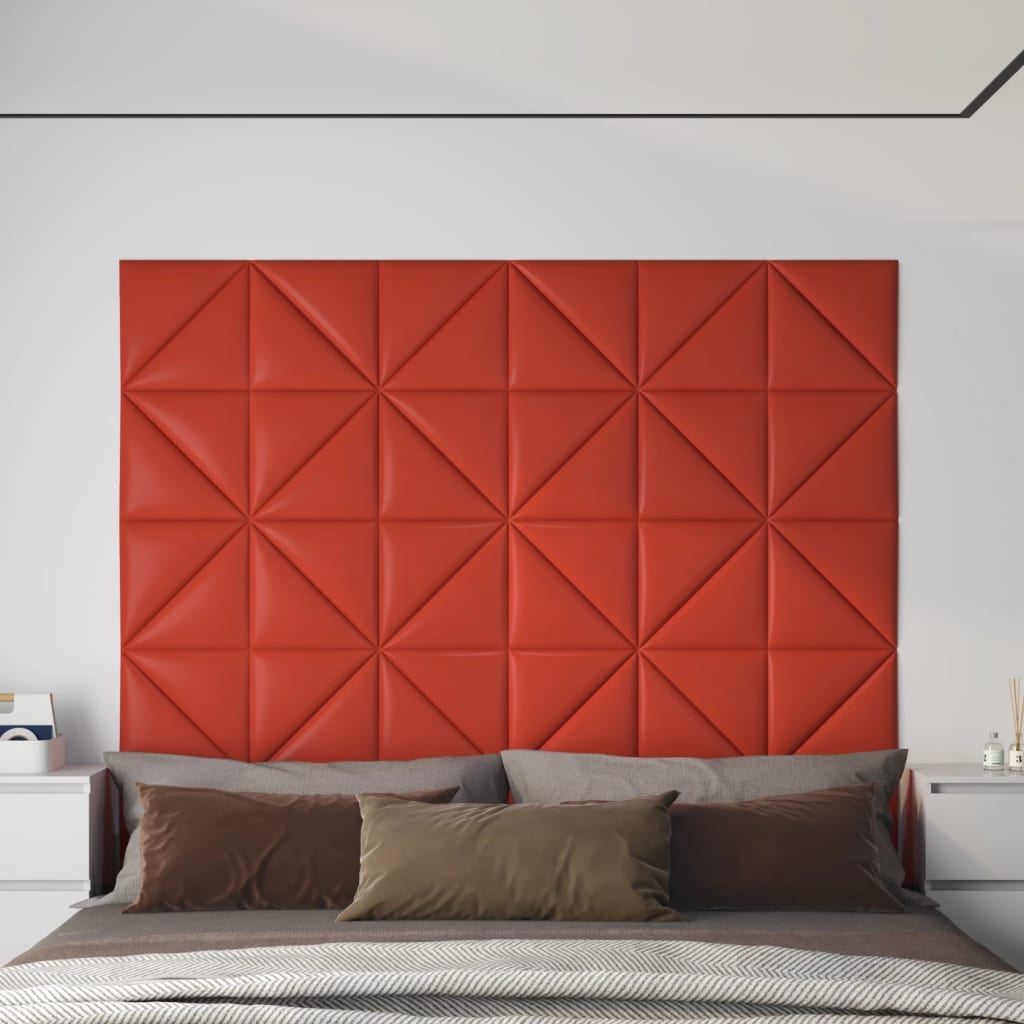 vidaXL Nástěnné panely 12 ks červené 30 x 30 cm umělá kůže 0,54 m²