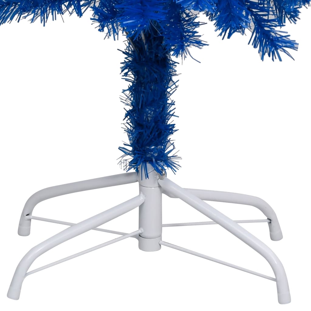 vidaXL Umělý vánoční stromek s LED a sadou koulí modrý 150 cm PVC