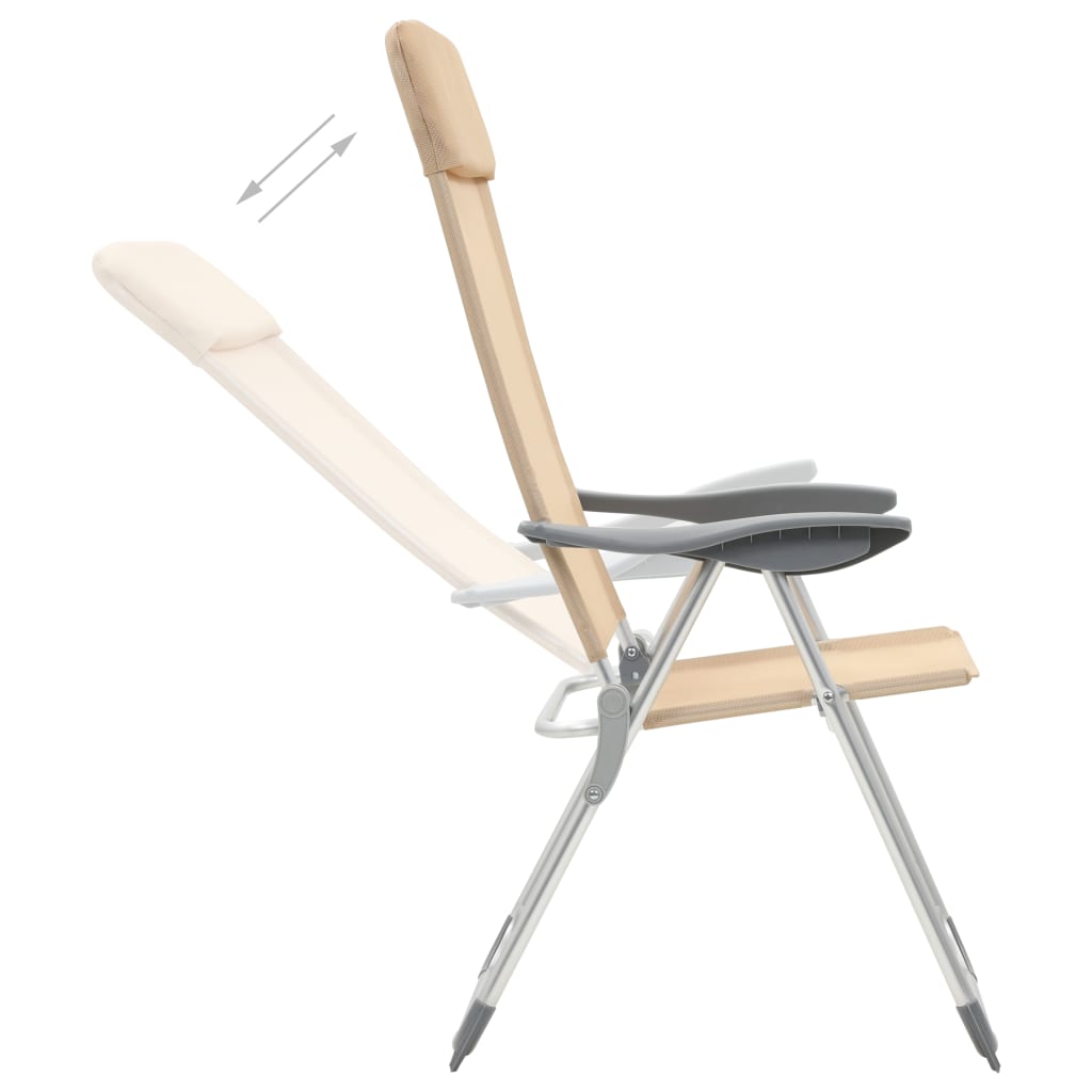 vidaXL Skládací kempingové židle 4 ks krémové hliníkové