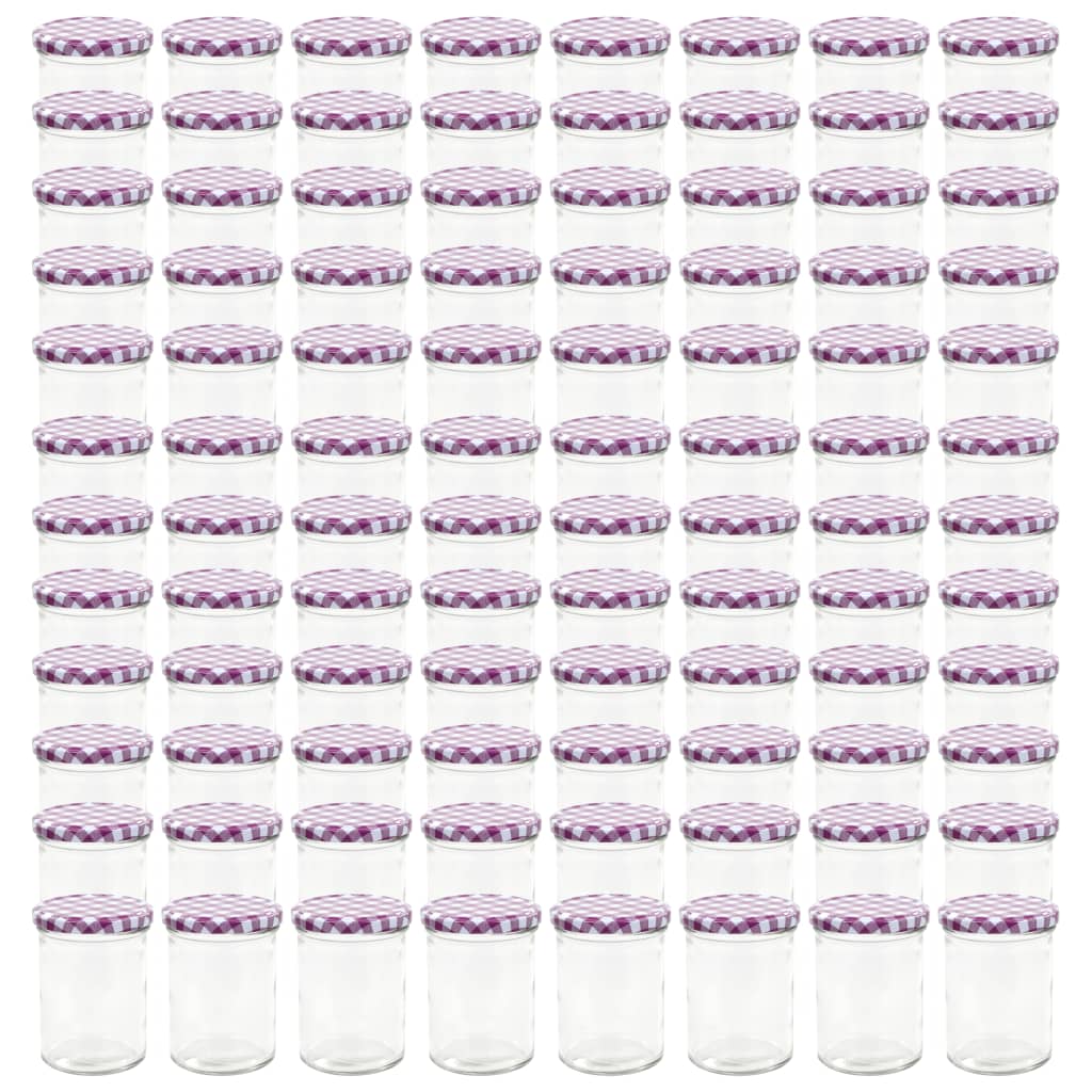 vidaXL Zavařovací sklenice s fialovobílými víčky 96 ks 400 ml
