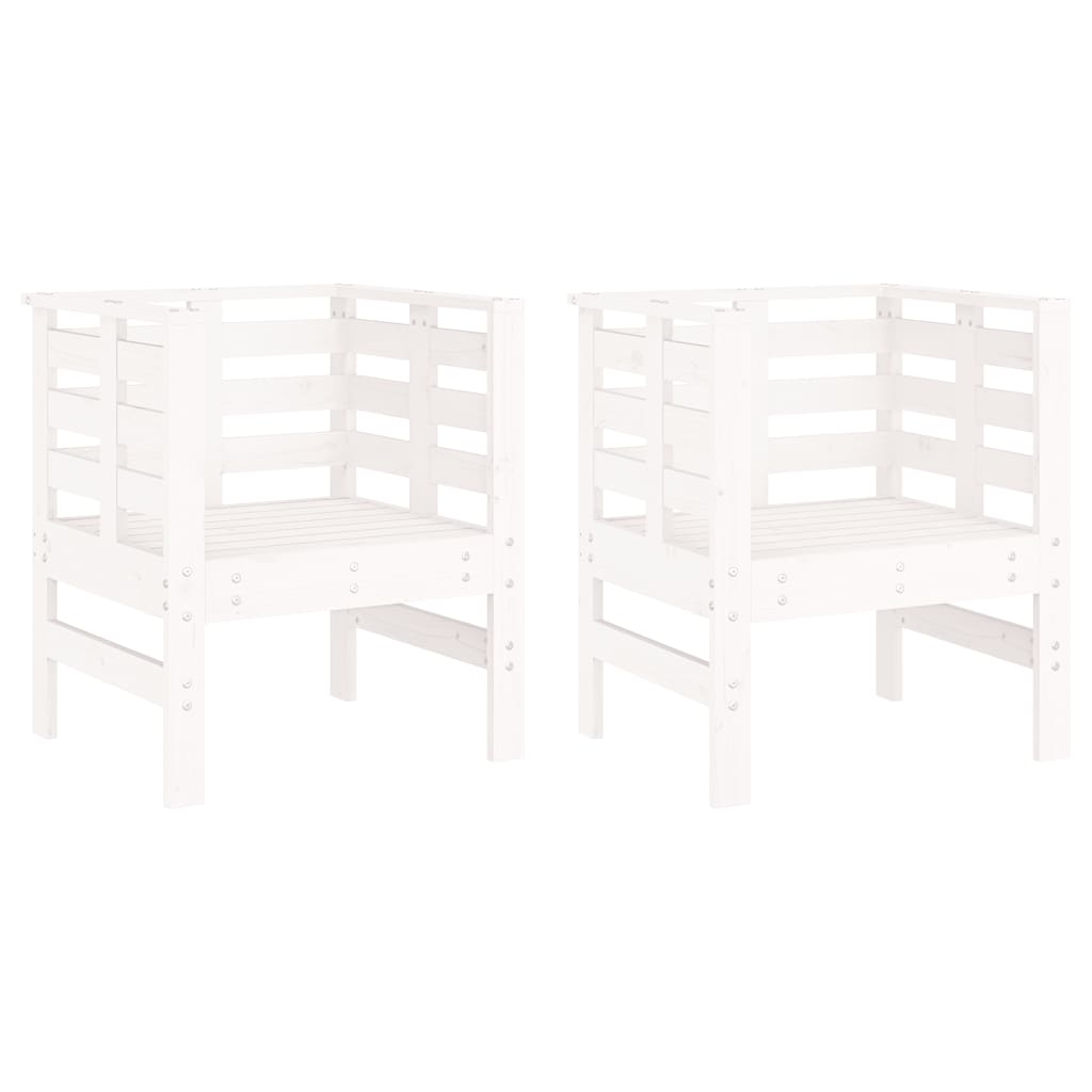 vidaXL Zahradní židle 2 ks bílé 61,5 x 53 x 71 cm masivní borové dřevo