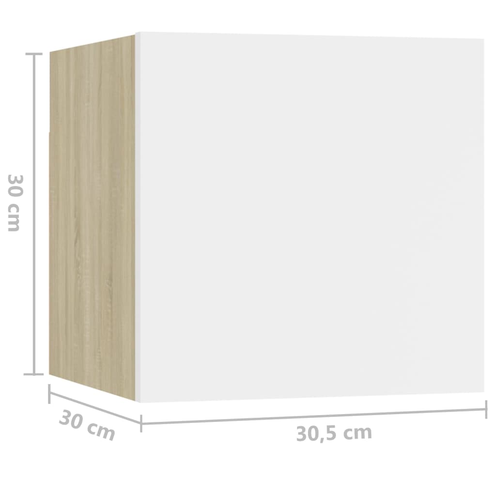 vidaXL Noční stolek bílý a dub sonoma 30,5 x 30 x 30 cm dřevotříska