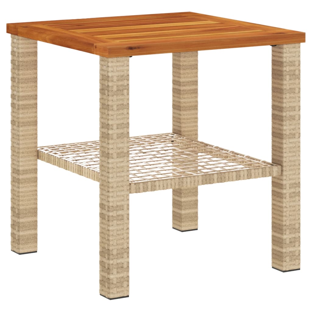 vidaXL Zahradní stolek béžový 40 x 40 x 42 cm polyratan akáciové dřevo