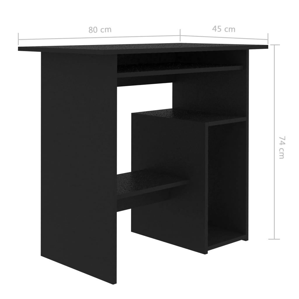 vidaXL Psací stůl černý 80 x 45 x 74 cm dřevotříska