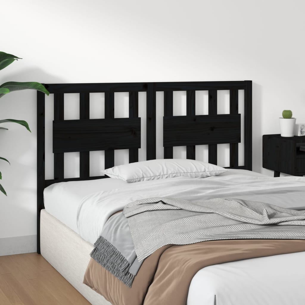 vidaXL Čelo postele černé 125,5 x 4 x 100 cm masivní borovice