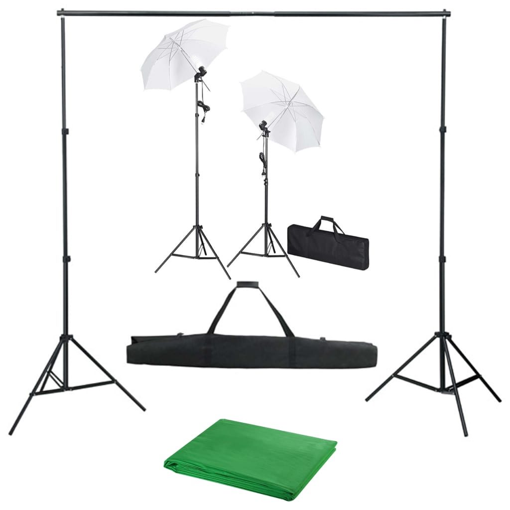 vidaXL Foto studio set s fotopozadím, osvětlením a deštníky