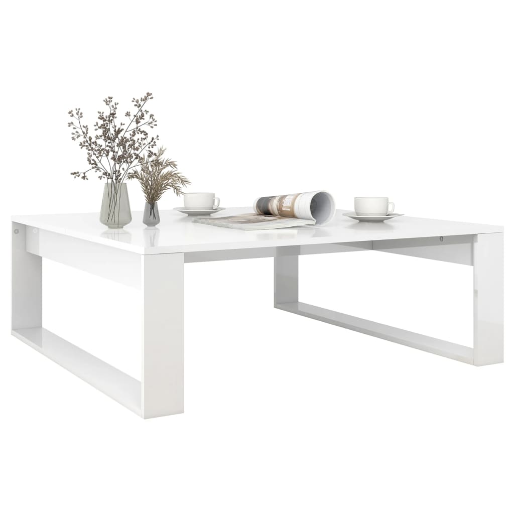 vidaXL Konferenční stolek bílý vysoký lesk 100x100x35 cm dřevotříska