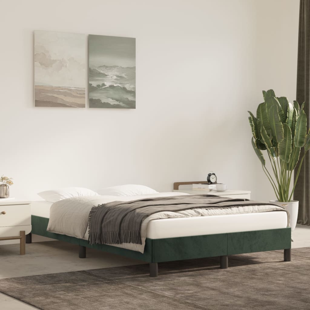 vidaXL Rám postele tmavě zelený 120 x 190 cm samet