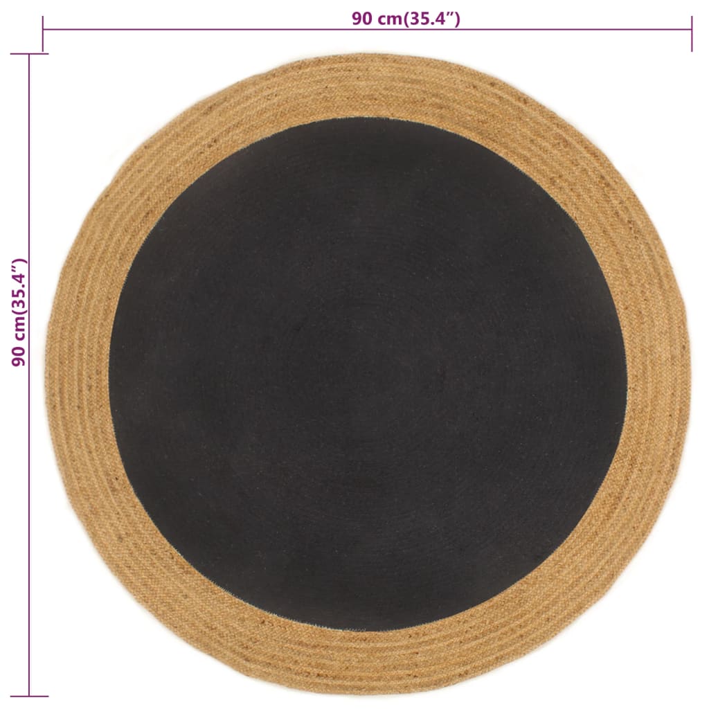 vidaXL Kusový koberec pletený černý a přírodní 90 cm juta a bavlna