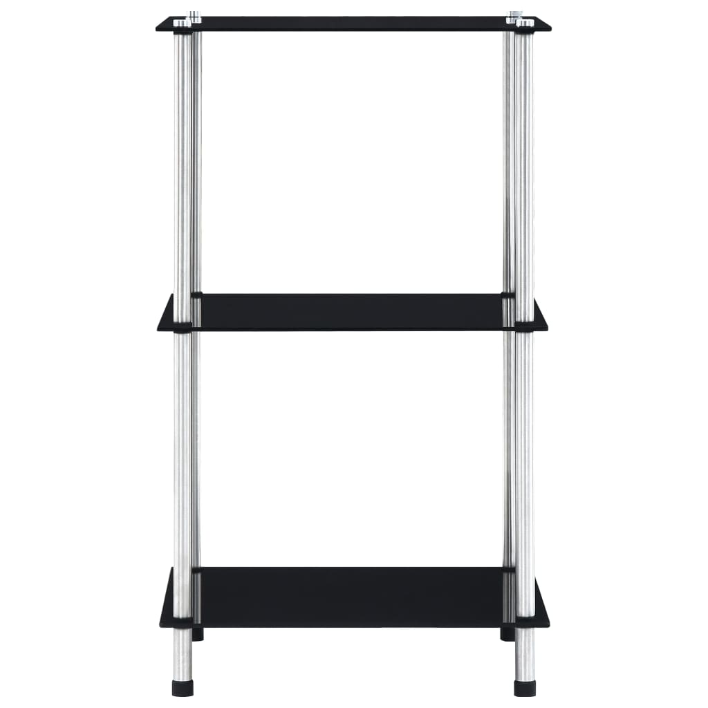 vidaXL 3patrová police černá 40 × 40 × 67 cm tvrzené sklo