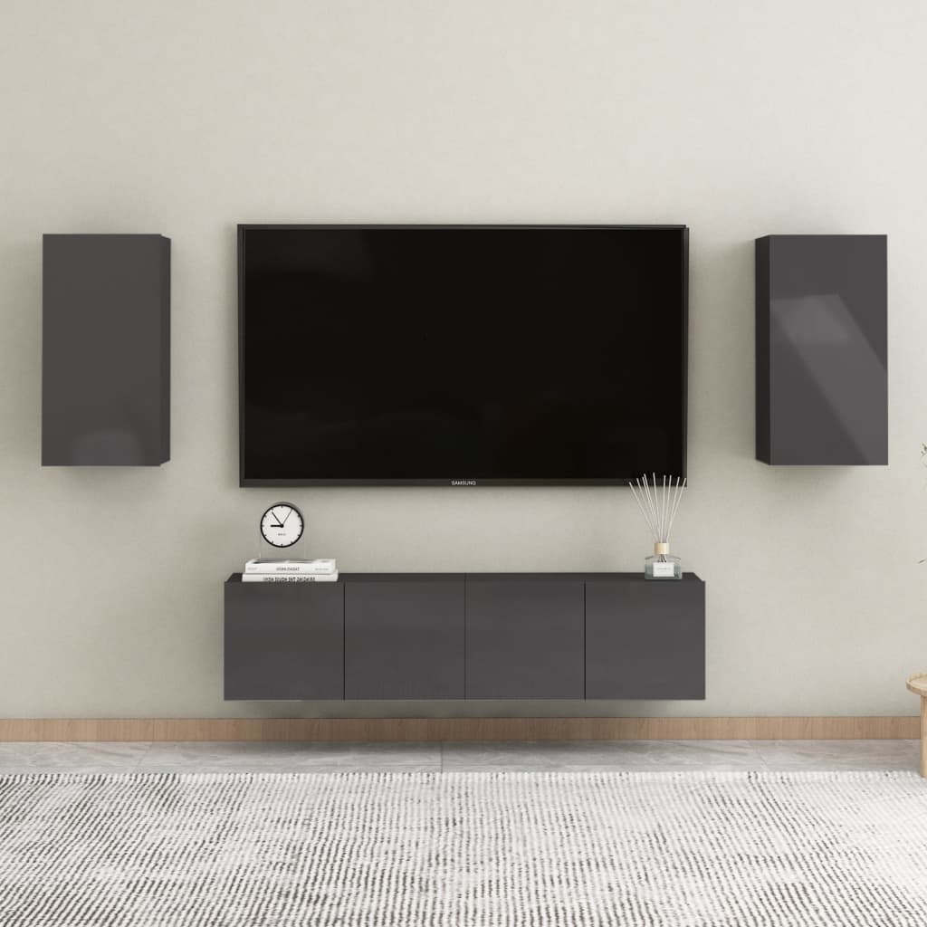 vidaXL TV stolek šedý s vysokým leskem 30,5x30x60 cm dřevotříska