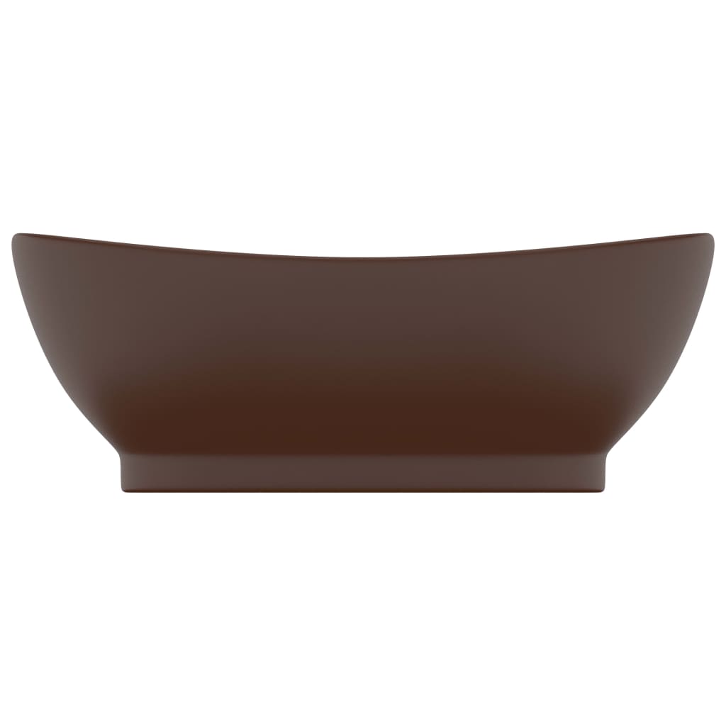 vidaXL Luxusní umyvadlo přepad oválné tmavě hnědé 58,5x39 cm keramika