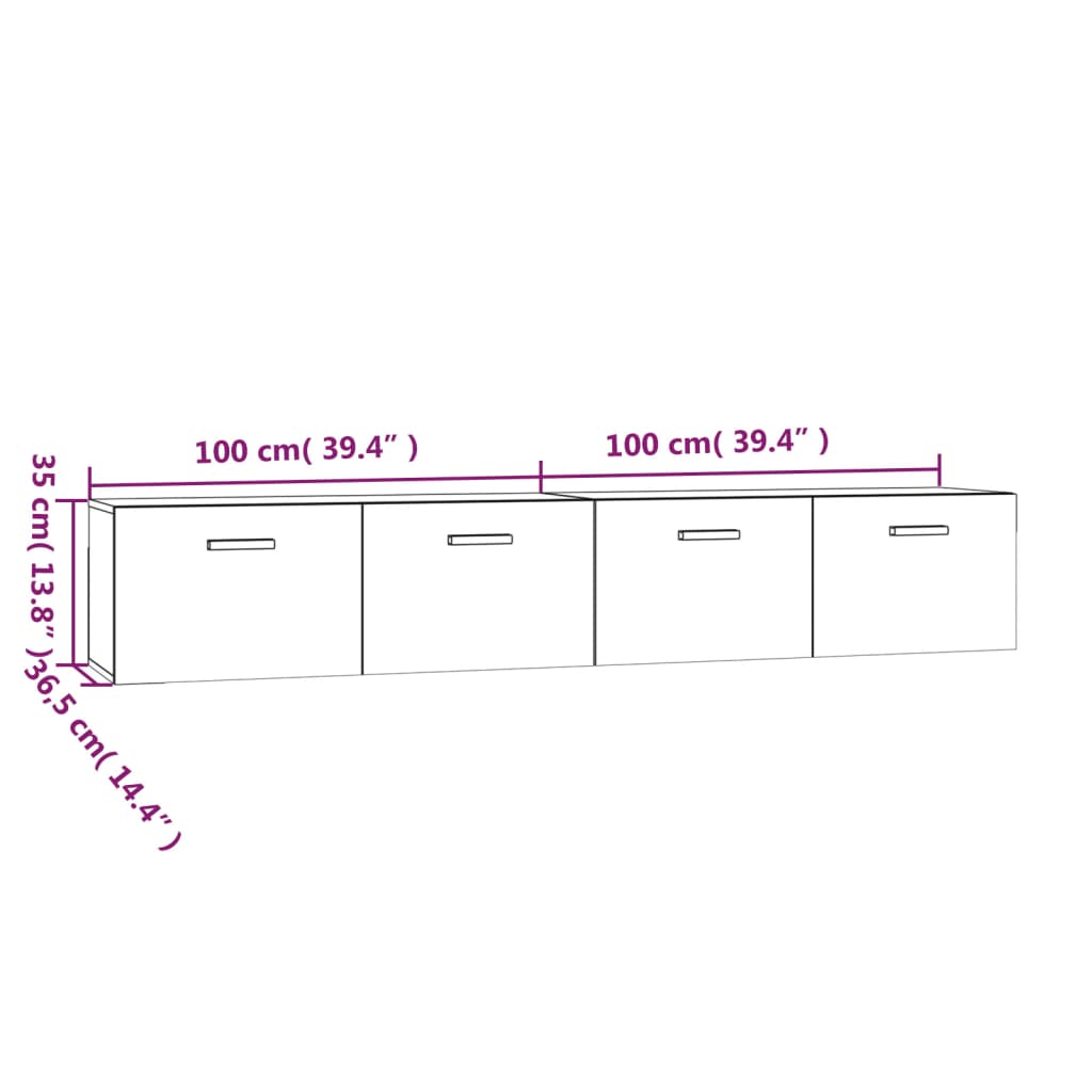 vidaXL Nástěnné skříňky 2 ks černé 100 x 36,5 x 35 cm kompozitní dřevo