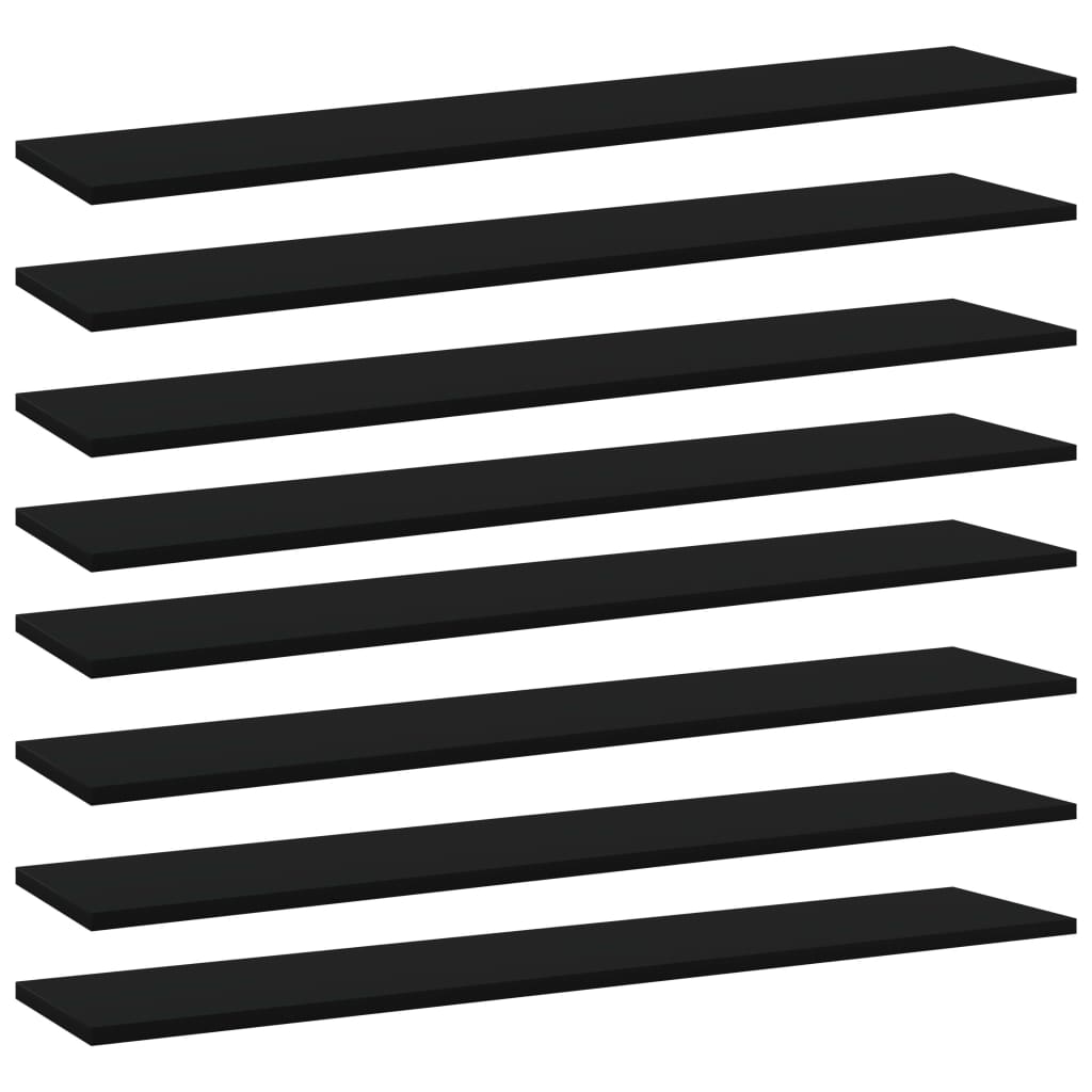 vidaXL Přídavné police 8 ks černé 100 x 20 x 1,5 cm dřevotříska