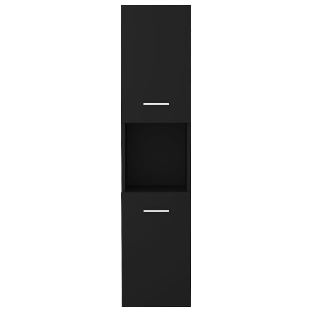 vidaXL Koupelnová skříňka černá 30 x 30 x 130 cm dřevotříska
