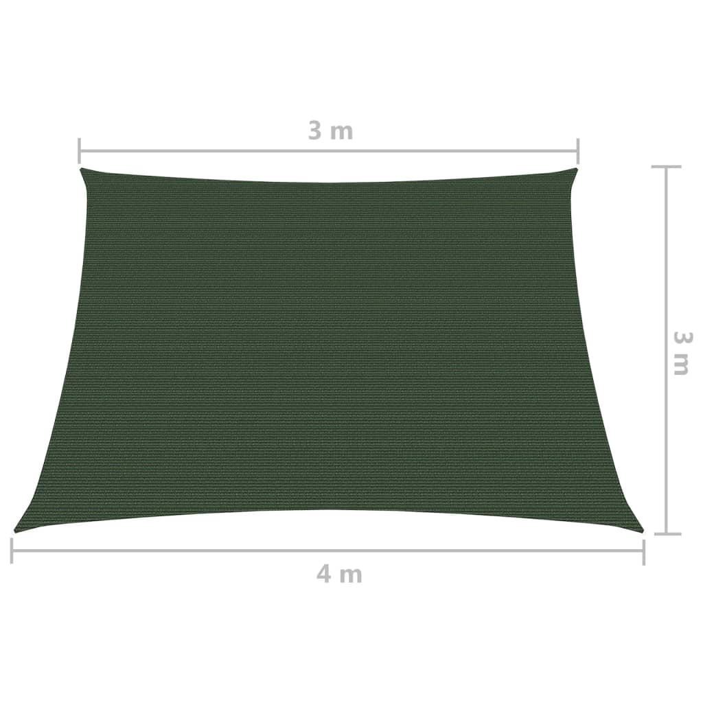 vidaXL Stínící plachta 160 g/m² tmavě zelená 3/4 x 3 m HDPE