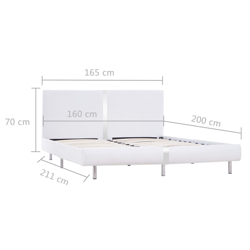 vidaXL Rám postele bílý umělá kůže 160 x 200 cm