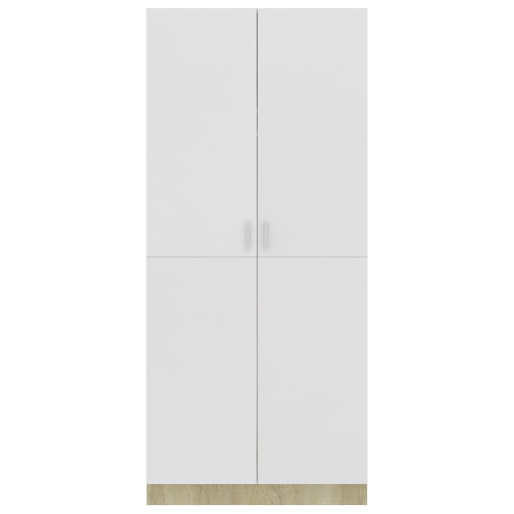 vidaXL Šatní skříň bílá a dub sonoma 80 x 52 x 180 cm dřevotříska