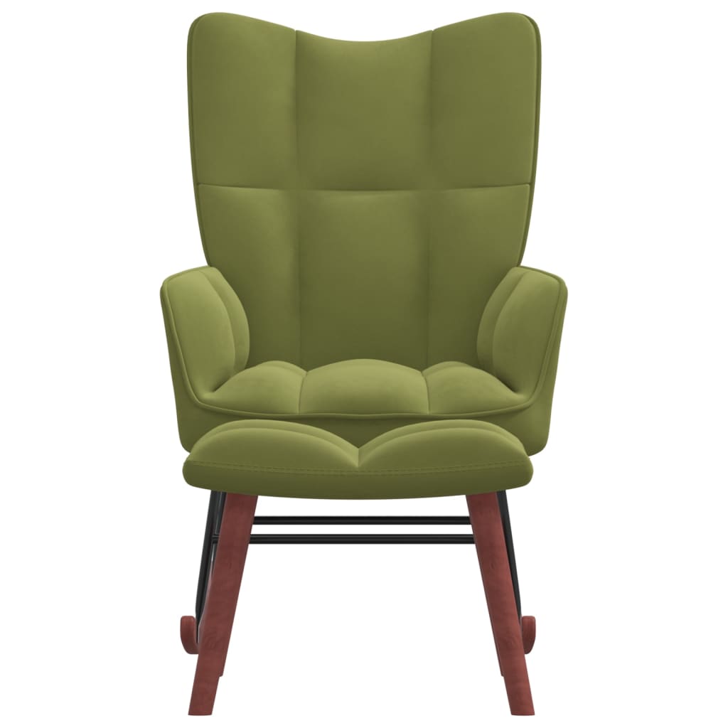 vidaXL Houpací křeslo se stoličkou světle zelené samet