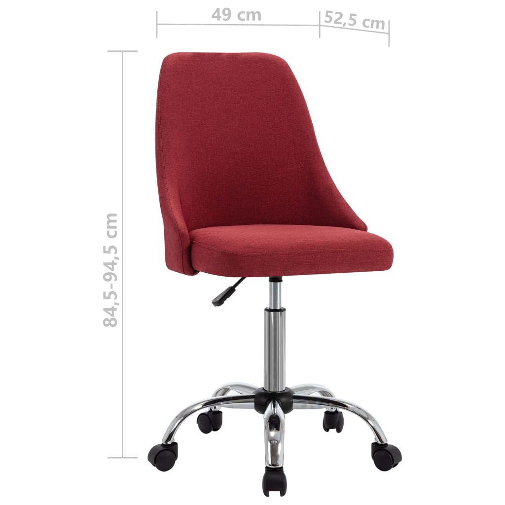 vidaXL Pojízdné kancelářské židle 2 ks vínové textil