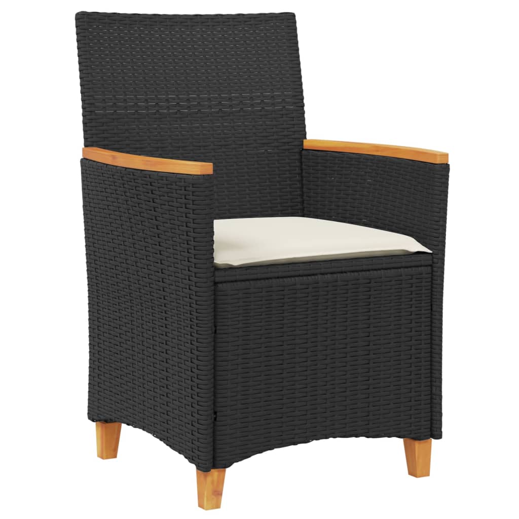 vidaXL Zahradní židle s poduškami 2 ks černé polyratan a masivní dřevo