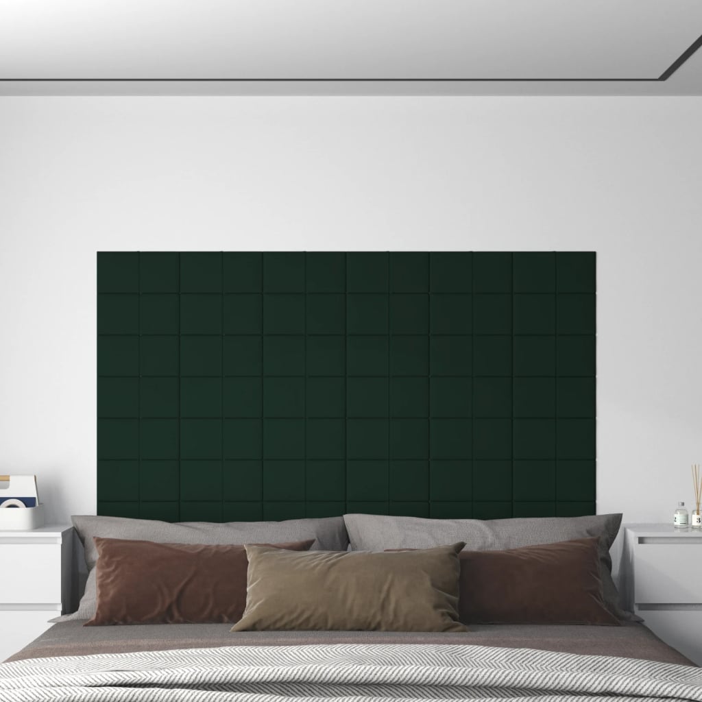 vidaXL Nástěnné panely 12 ks tmavě zelené 30 x 15 cm samet 0,54 m²
