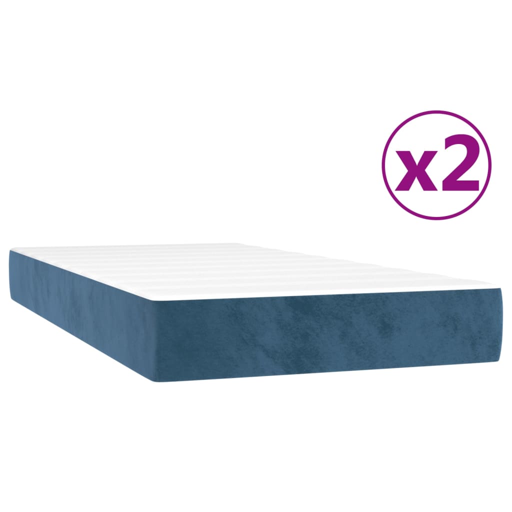 vidaXL Box spring postel s matrací tmavě modrá 200x200 cm samet