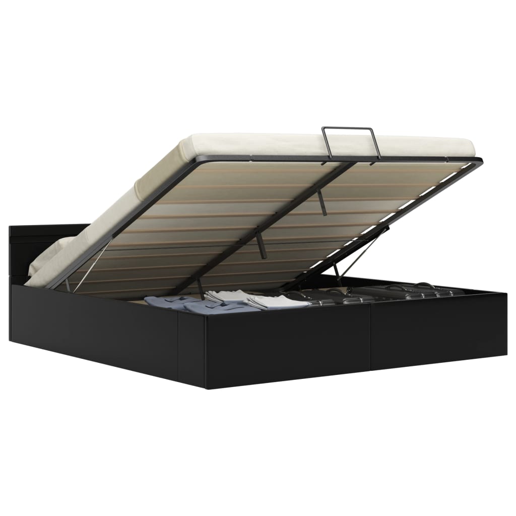 vidaXL Rám postele s LED úložný prostor černý umělá kůže 180 x 200 cm