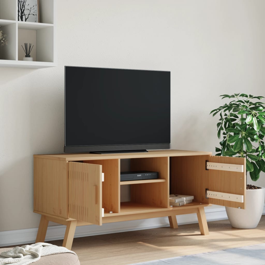 vidaXL TV skříňka OLDEN hnědá 114 x 43 x 57 cm masivní borové dřevo