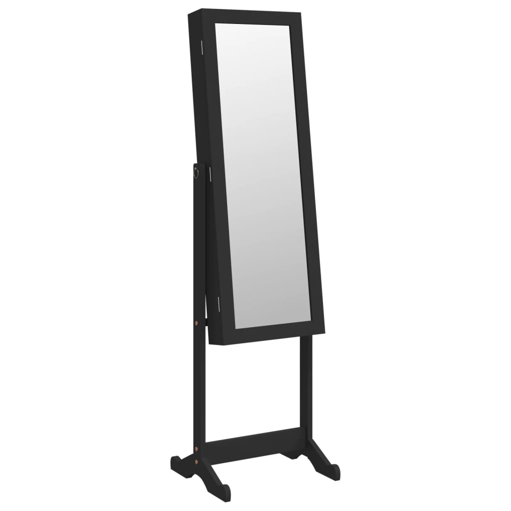 vidaXL Zrcadlová šperkovnice s LED světly volně stojící černá