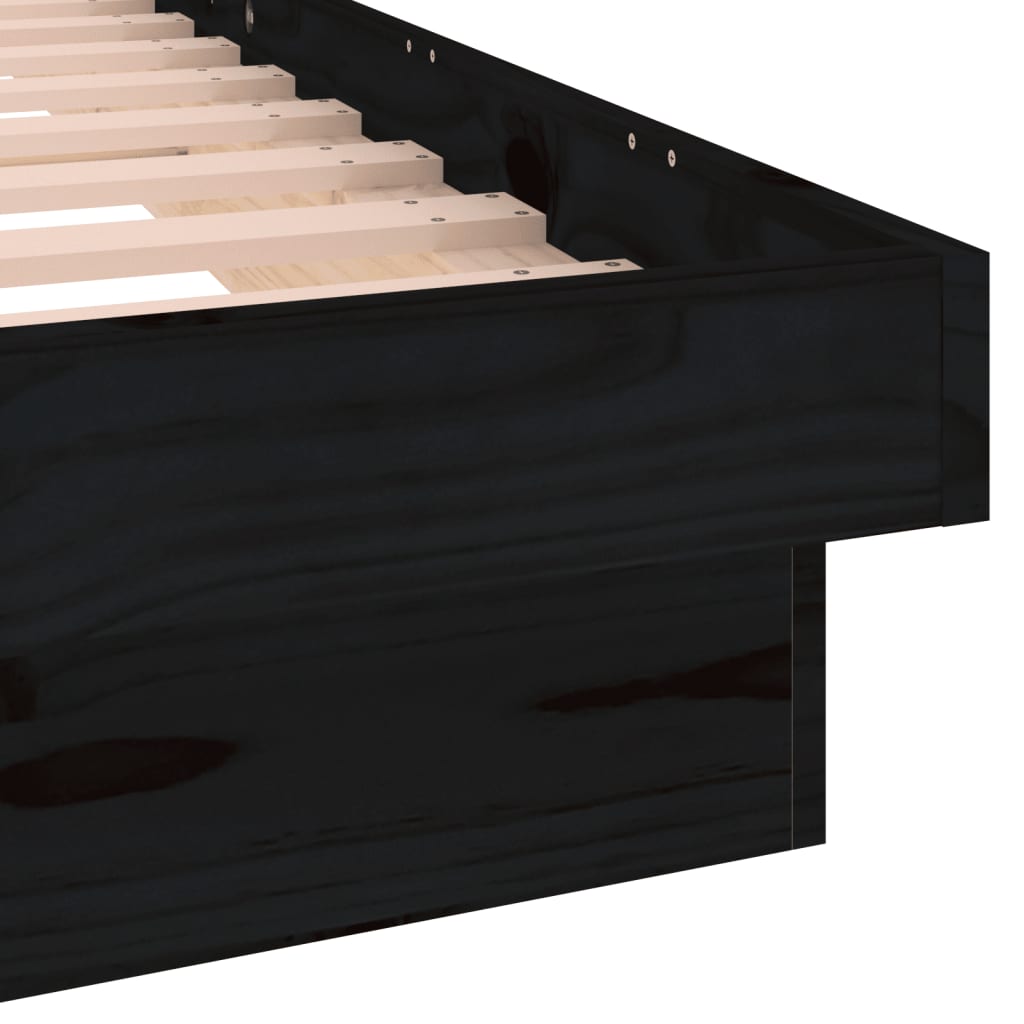 vidaXL Rám postele s LED světlem černý 90x190 cm Single masivní dřevo