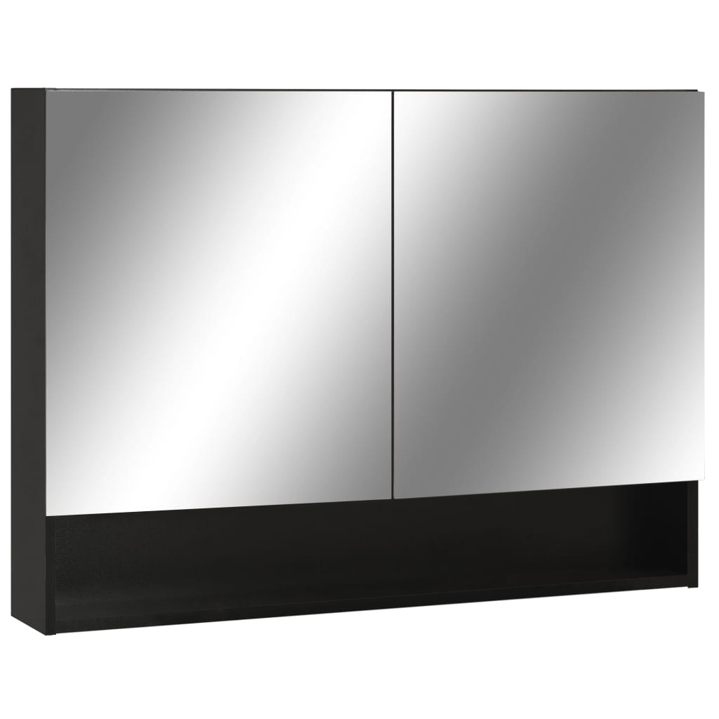 vidaXL LED koupelnová zrcadlová skříňka černá 80 x 15 x 60 cm MDF