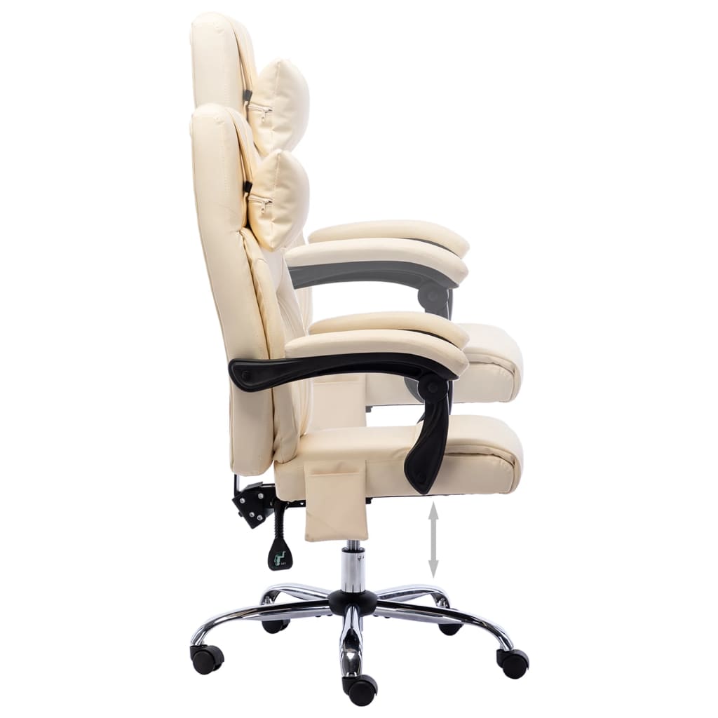 vidaXL Masážní kancelářská židle krémová umělá kůže