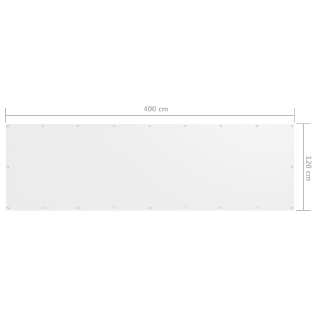 vidaXL Balkónová zástěna bílá 120 x 400 cm oxfordská látka