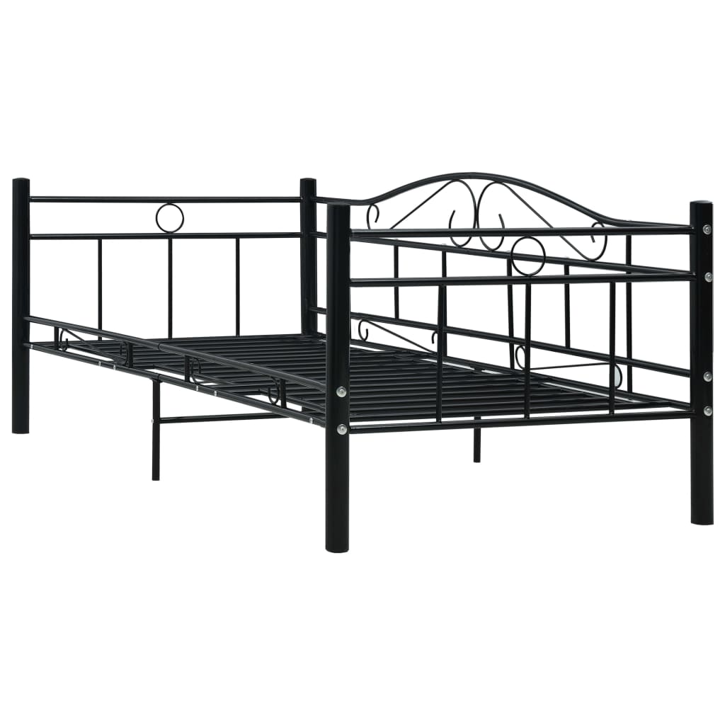 vidaXL Rám denní postele černý kovový 90 x 200 cm