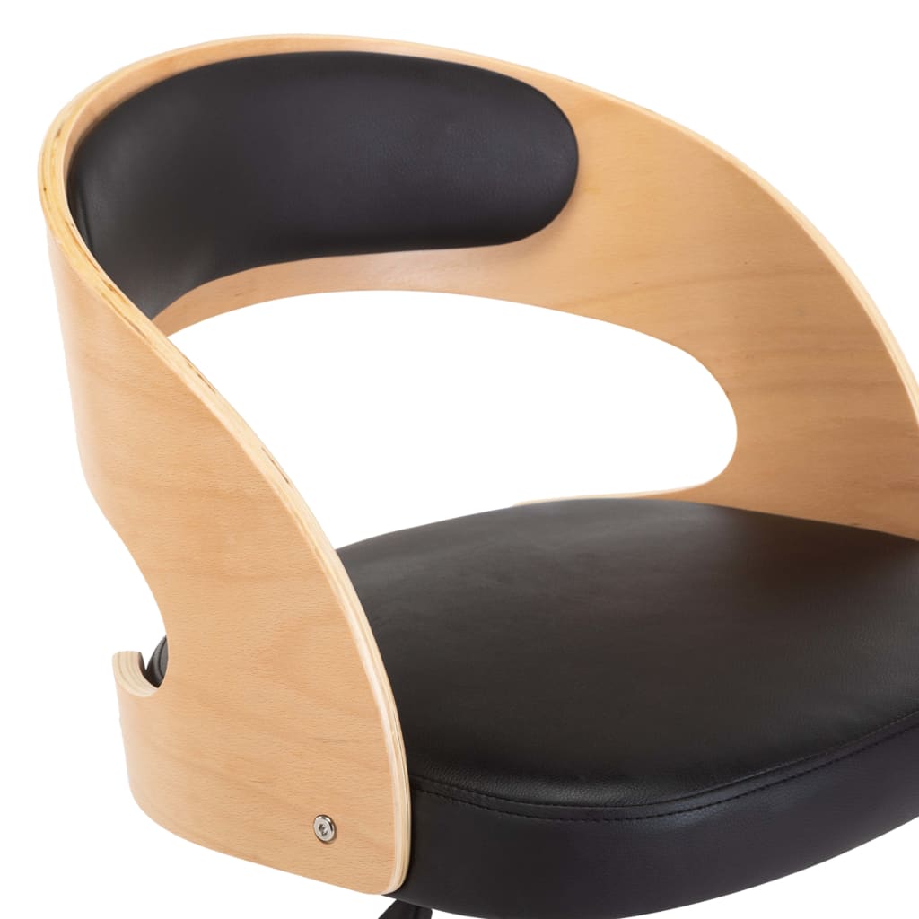 vidaXL Otočná jídelní židle černá ohýbané dřevo a umělá kůže