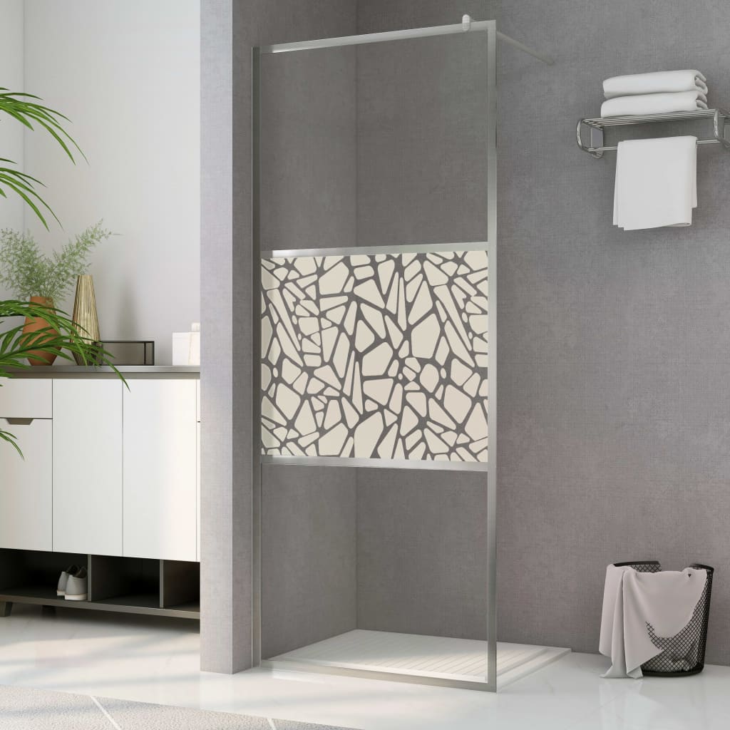 vidaXL Zástěna do průchozí sprchy ESG sklo design s kameny 80 x 195 cm