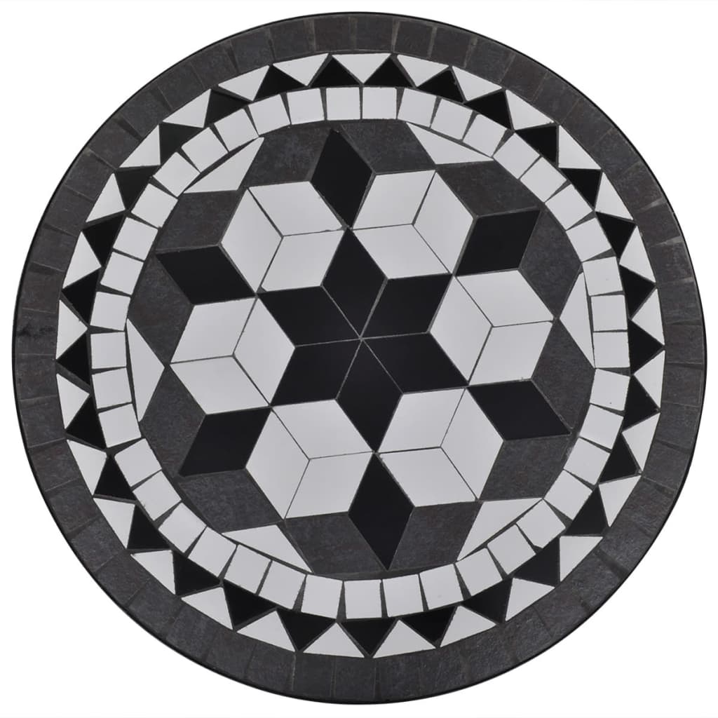vidaXL 3dílný bistro set mozaikový keramický černo-bílý