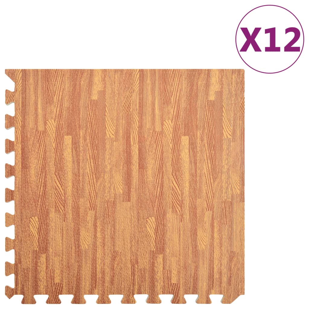 vidaXL Podložky na zem 12 ks kresba dřeva 4,32 m² EVA pěna