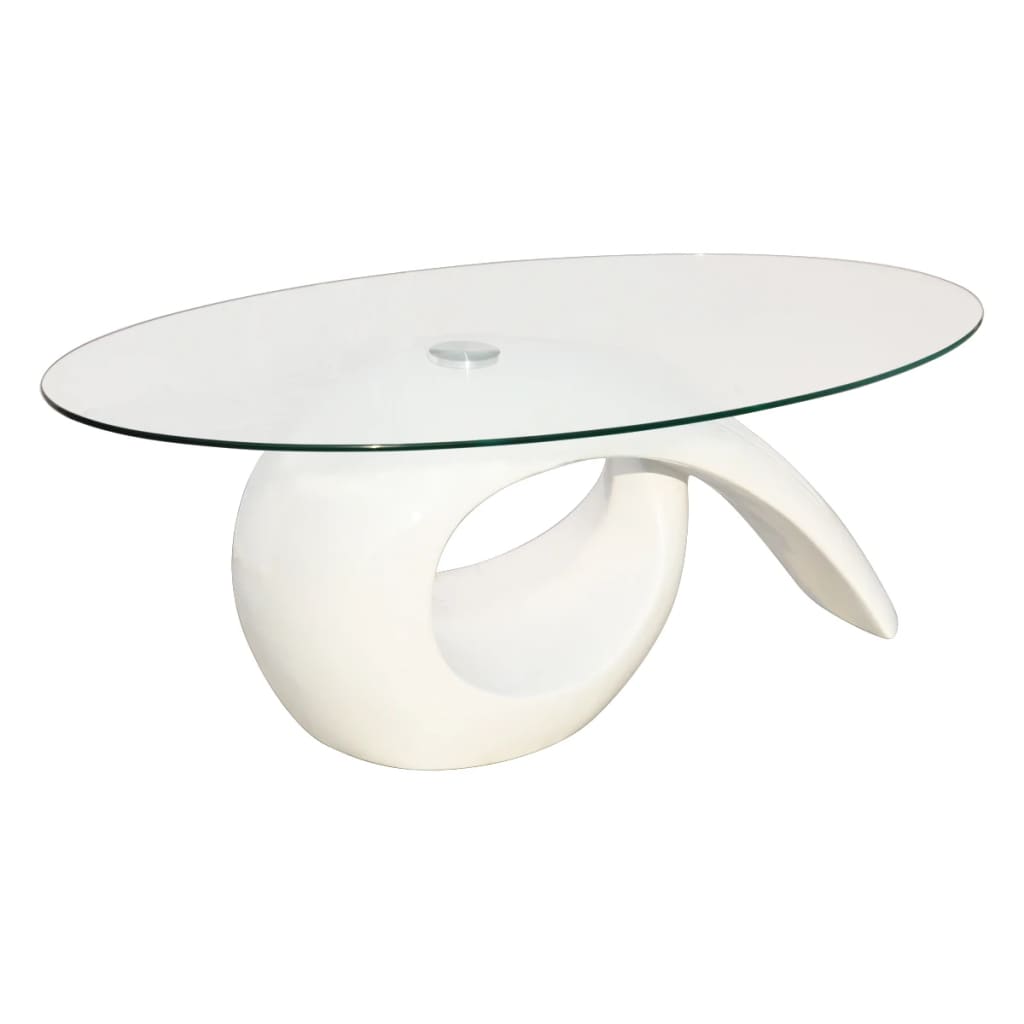 Konferenční stolek se skleněnou deskou a vysokým leskem bílý