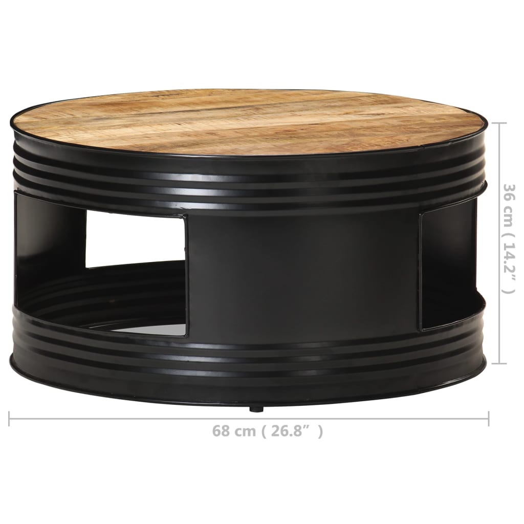 vidaXL Konferenční stolek černý 68x68x36 cm masivní hrubý mangovník