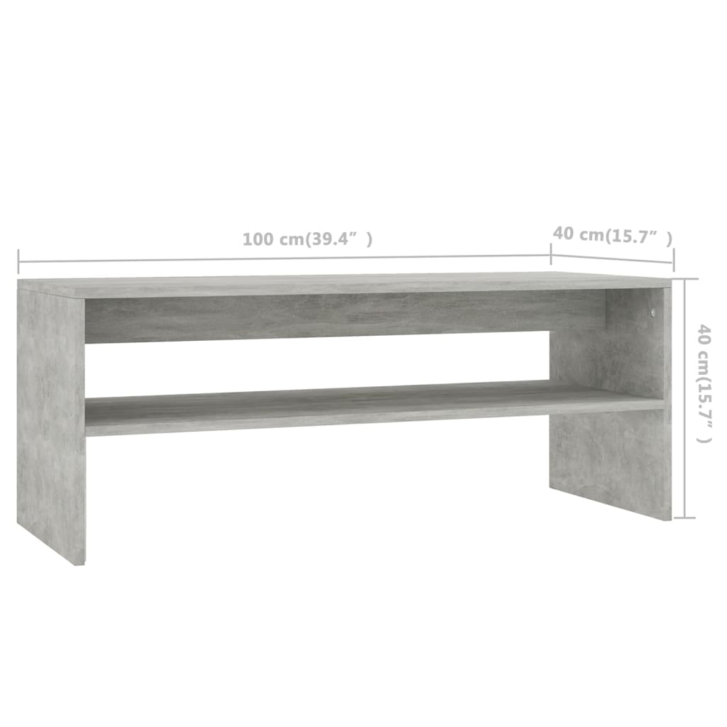 vidaXL Konferenční stolek betonově šedý 100 x 40 x 40 cm dřevotříska