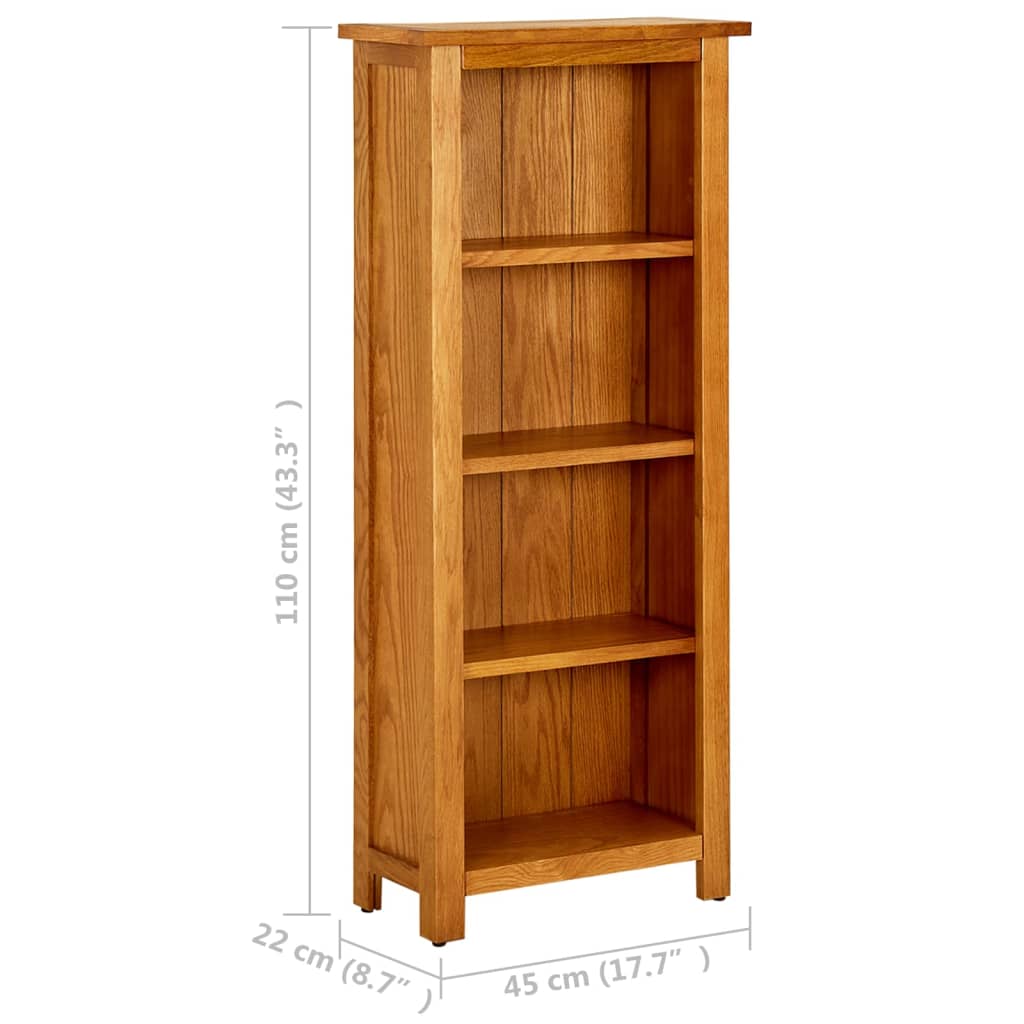 vidaXL Knihovna se 4 policemi 45 x 22 x 110 cm masivní dubové dřevo