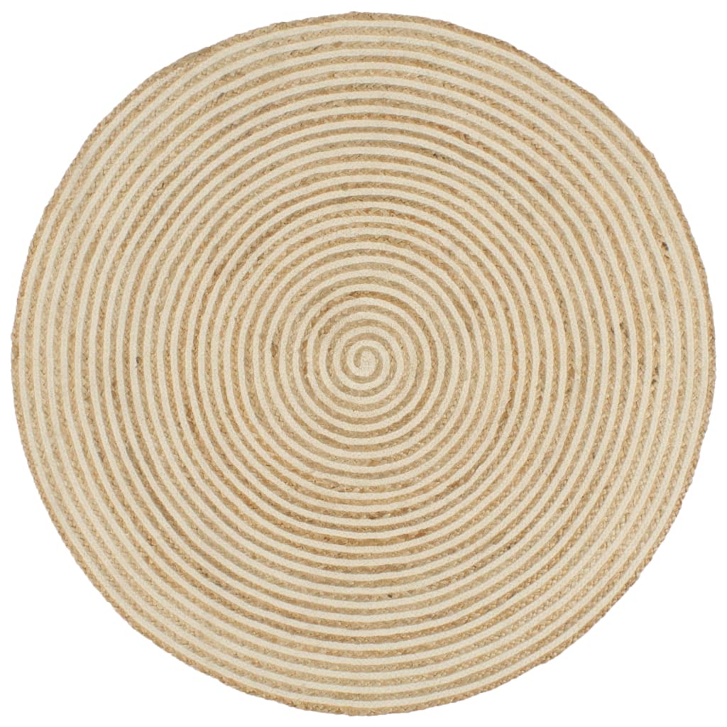 vidaXL Ručně vyrobený koberec z juty spirálový design bílý 90 cm