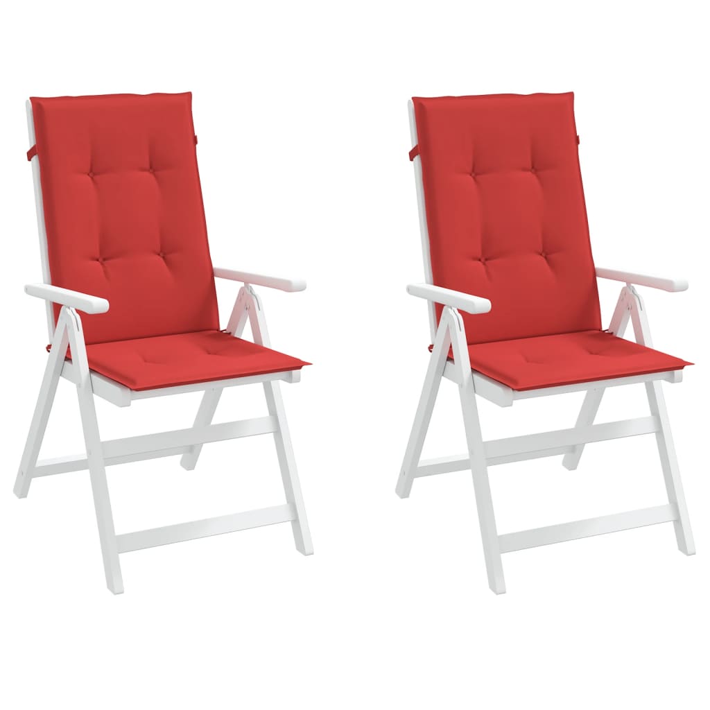 vidaXL Podušky na židli vysoké opěradlo 2 ks červené 120x50x3cm textil