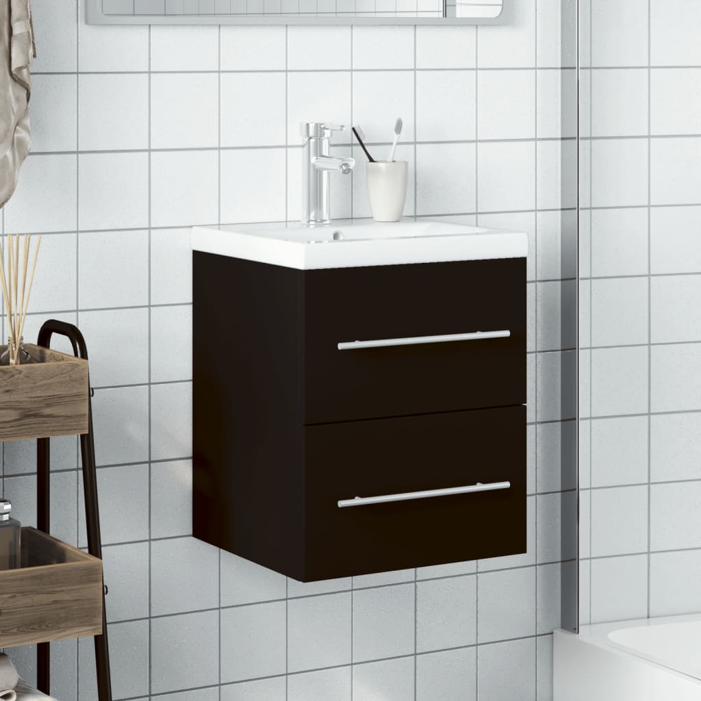 vidaXL Koupelnová skříňka se zápustným umyvadlem černá