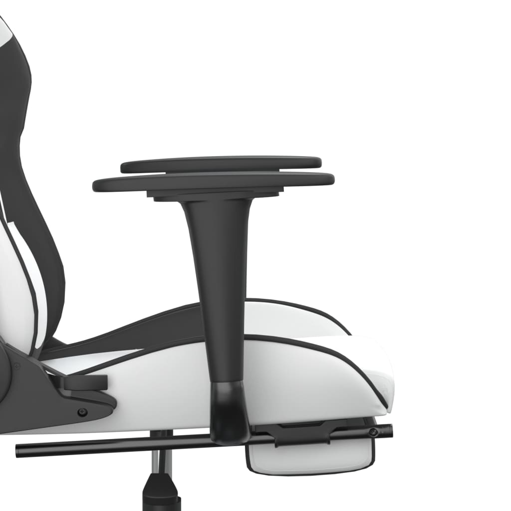 vidaXL Masážní herní židle s podnožkou bílá a černá umělá kůže