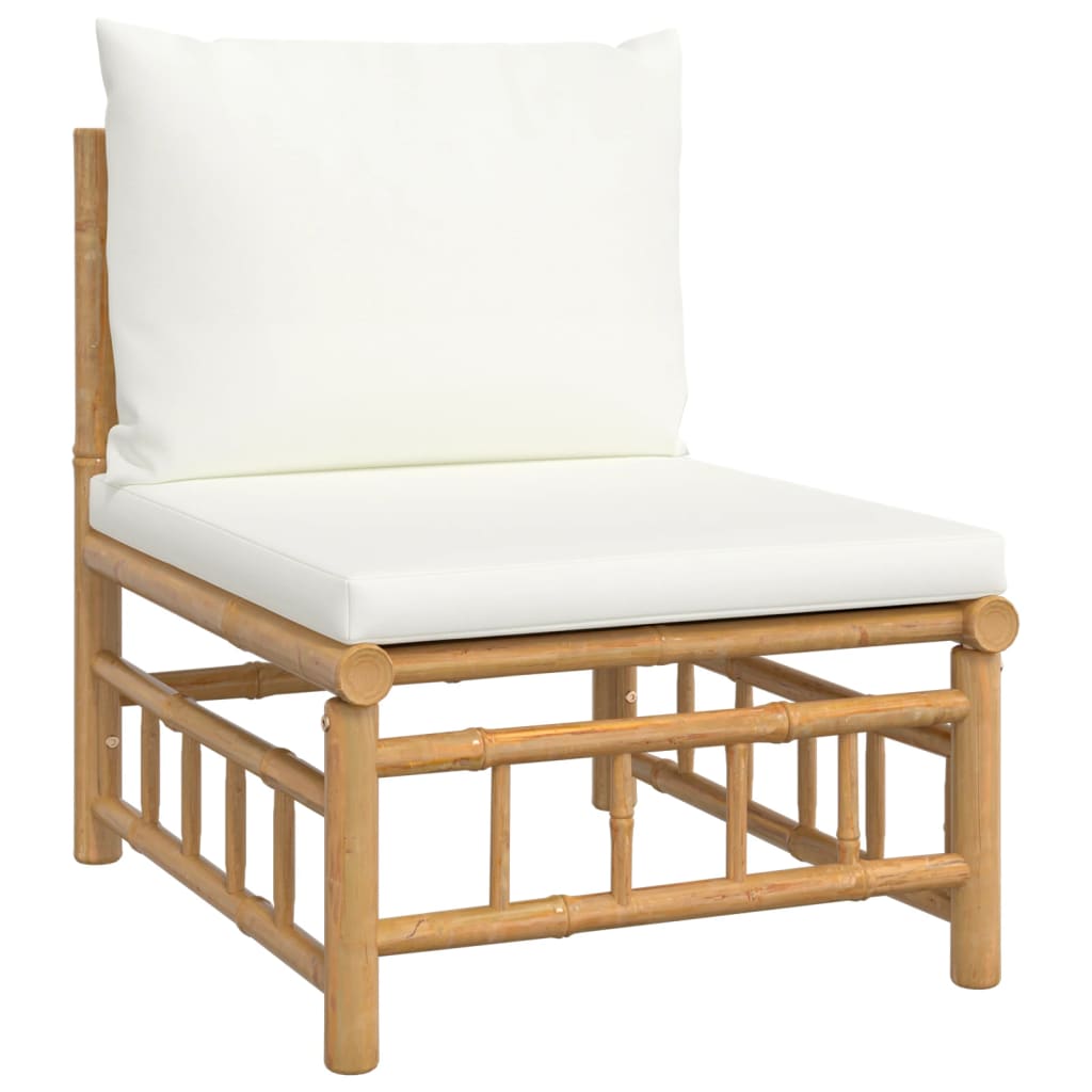vidaXL 6dílná zahradní sedací souprava krémově bílé podušky bambus