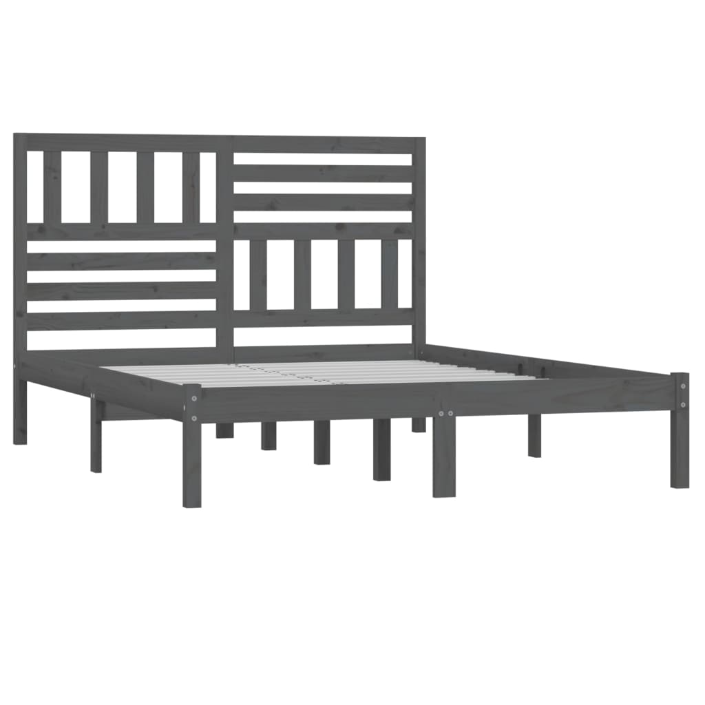vidaXL Rám postele šedý 135 x 190 cm masivní borovice Double